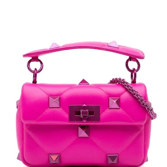 Valentino Garavani Small Nappa Lacquer Monochrome Roman Stud satchel - Picture 1 of 9